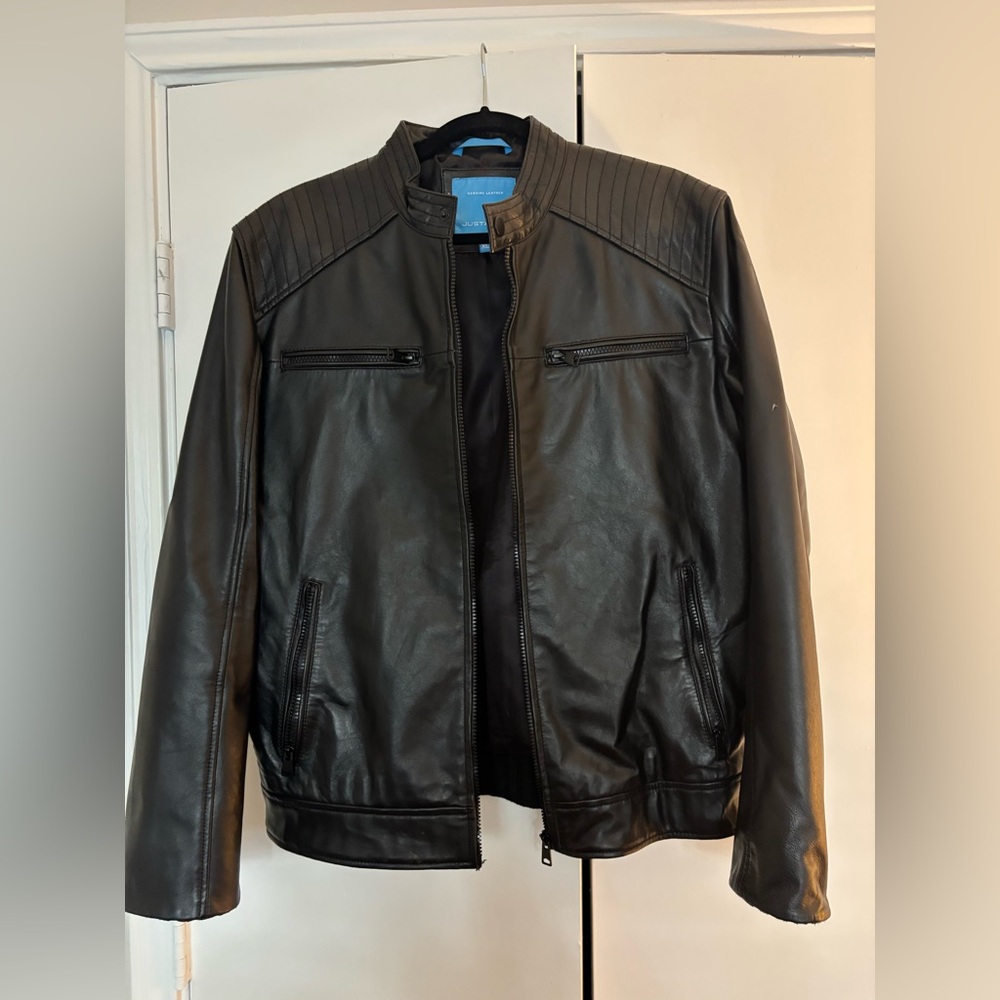 JUSTANNED Men’s Leather Motorcycle Jacket (IND XL/US Med)